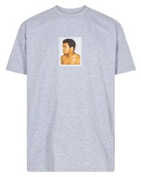 Мужская серая футболка с круглым вырезом с принтом от Supreme