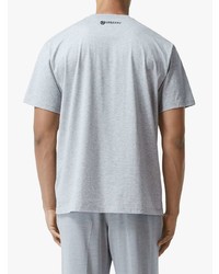 Мужская серая футболка с круглым вырезом с принтом от Burberry