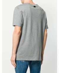 Мужская серая футболка с круглым вырезом с принтом от Roberto Cavalli