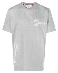 Мужская серая футболка с круглым вырезом с принтом от Thom Browne