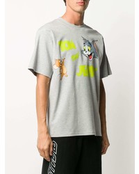 Мужская серая футболка с круглым вырезом с принтом от Gcds