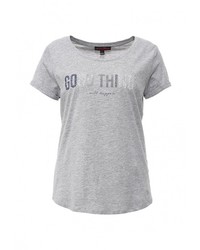 Женская серая футболка с круглым вырезом с принтом от Tom Tailor Denim