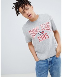 Мужская серая футболка с круглым вырезом с принтом от Tommy Jeans