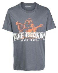 Мужская серая футболка с круглым вырезом с принтом от True Religion