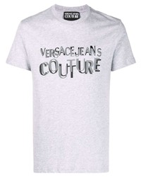 Мужская серая футболка с круглым вырезом с принтом от VERSACE JEANS COUTURE