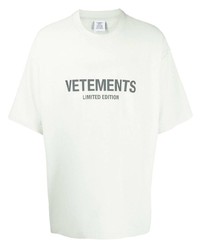 Мужская серая футболка с круглым вырезом с принтом от Vetements