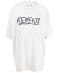 Мужская серая футболка с круглым вырезом с принтом от Vetements