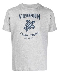 Мужская серая футболка с круглым вырезом с принтом от Vilebrequin