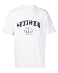 Мужская серая футболка с круглым вырезом с принтом от Wood Wood