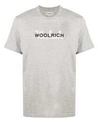 Мужская серая футболка с круглым вырезом с принтом от Woolrich