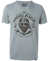 Мужская серая футболка с круглым вырезом с принтом от Woolrich