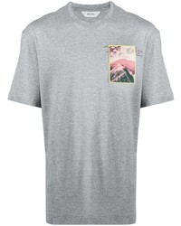 Мужская серая футболка с круглым вырезом с принтом от Z Zegna