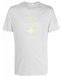 Мужская серая футболка с круглым вырезом с принтом от Zadig & Voltaire