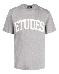 Мужская серая футболка с круглым вырезом с принтом от Études