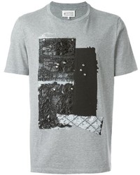 Мужская серая футболка с круглым вырезом с рельефным рисунком от Maison Margiela