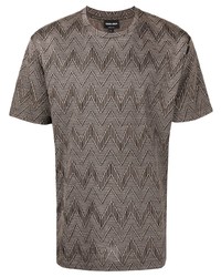 Мужская серая футболка с круглым вырезом с узором зигзаг от Giorgio Armani