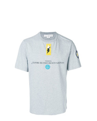 Мужская серая футболка с круглым вырезом с украшением от Golden Goose Deluxe Brand