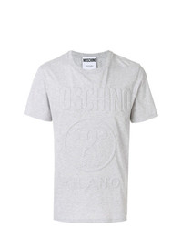 Мужская серая футболка с круглым вырезом с украшением от Moschino
