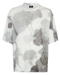 Мужская серая футболка с круглым вырезом с цветочным принтом от Fendi