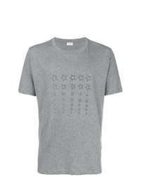 Мужская серая футболка с круглым вырезом со звездами от Saint Laurent