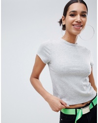 Женская серая футболка с круглым вырезом от ASOS DESIGN