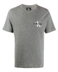 Мужская серая футболка с круглым вырезом от Calvin Klein Jeans