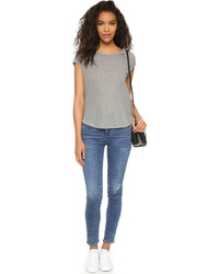 Женская серая футболка с круглым вырезом от James Perse