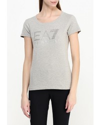 Женская серая футболка с круглым вырезом от EA7