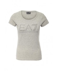 Женская серая футболка с круглым вырезом от EA7