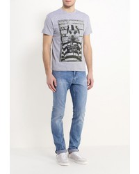 Мужская серая футболка с круглым вырезом от F5