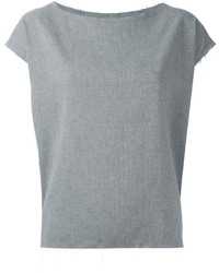 Женская серая футболка с круглым вырезом от MM6 MAISON MARGIELA