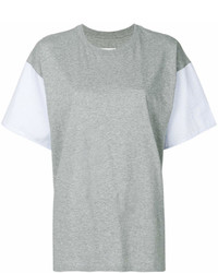 Женская серая футболка с круглым вырезом от MM6 MAISON MARGIELA