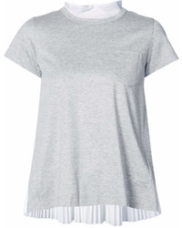 Женская серая футболка с круглым вырезом от Sacai