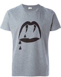 Мужская серая футболка с круглым вырезом от Saint Laurent