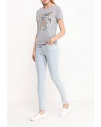 Женская серая футболка с круглым вырезом от Sela