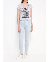 Женская серая футболка с круглым вырезом от Top Secret