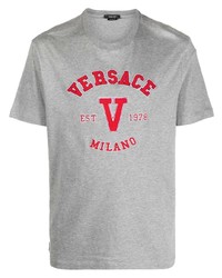 Мужская серая футболка с круглым вырезом от Versace