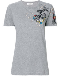 Женская серая футболка с пайетками от Valentino
