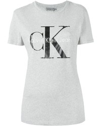 Женская серая футболка с принтом от Calvin Klein Jeans