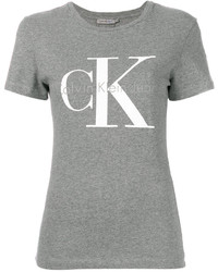 Женская серая футболка с принтом от Calvin Klein