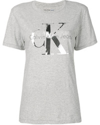 Женская серая футболка с принтом от CK Calvin Klein