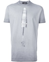 Мужская серая футболка с принтом от DSQUARED2