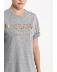 Женская серая футболка с принтом от Iceberg