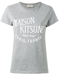 Женская серая футболка с принтом от MAISON KITSUNE