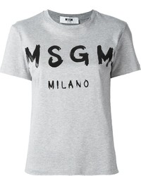 Женская серая футболка с принтом от MSGM