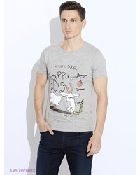 Мужская серая футболка с принтом от Oodji