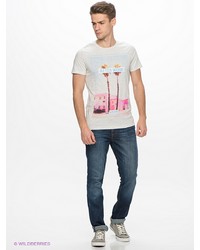 Мужская серая футболка с принтом от Oodji