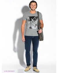 Мужская серая футболка с принтом от Strellson