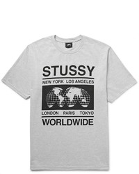 Мужская серая футболка с принтом от Stussy