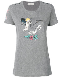 Женская серая футболка с принтом от Valentino
